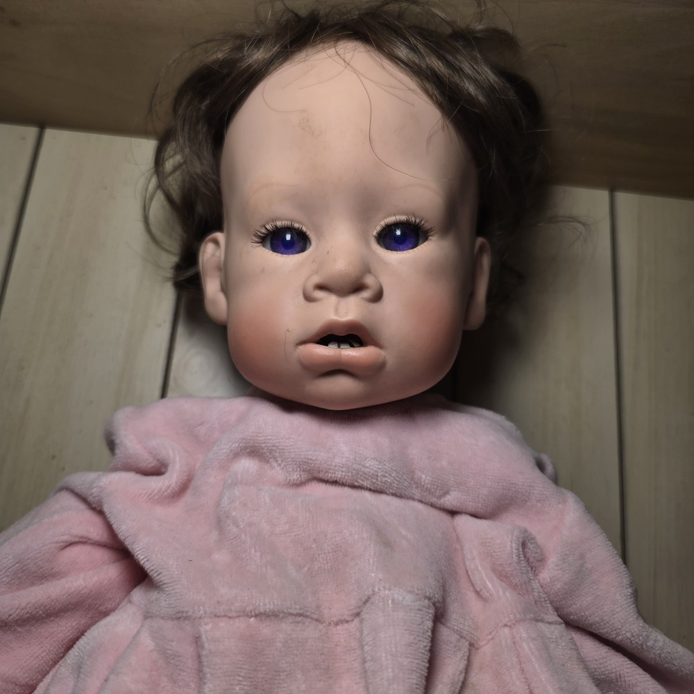 Vtg Julie Good-Kruger Moppet Doll Snuggle Bunny Edition Baby Purple Eyes #913